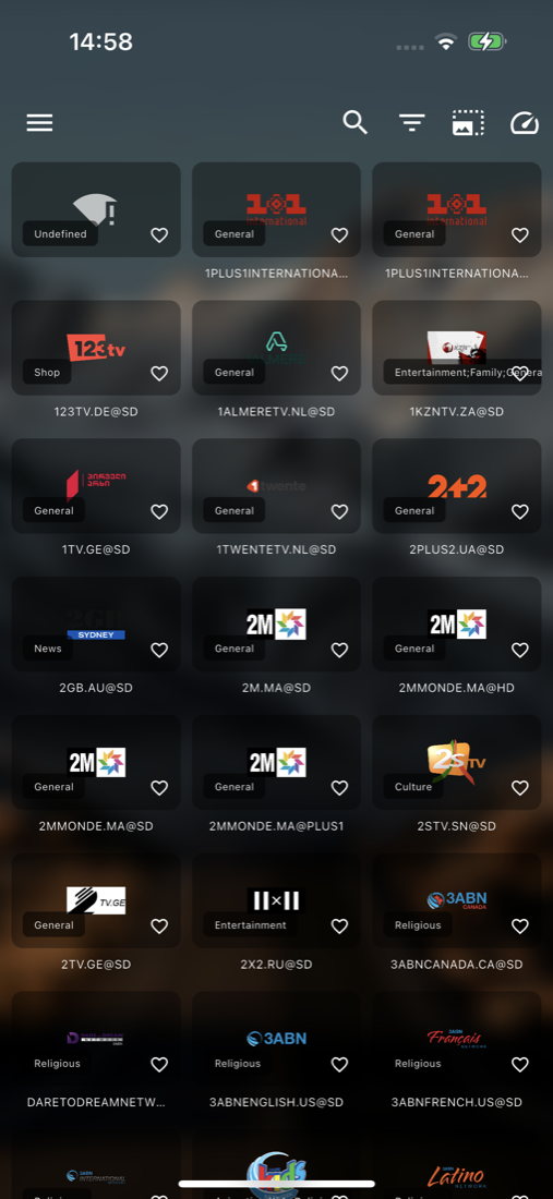 XPlayer channel grid